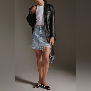 Anthropologie Pilcro Cotton Denim Distressed Mini Skirt Blue 10